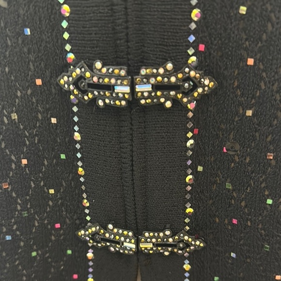 St. John Evening Black Beaded Cardigan Knit Sweater Jacket Sz4 - Picture 5 of 14